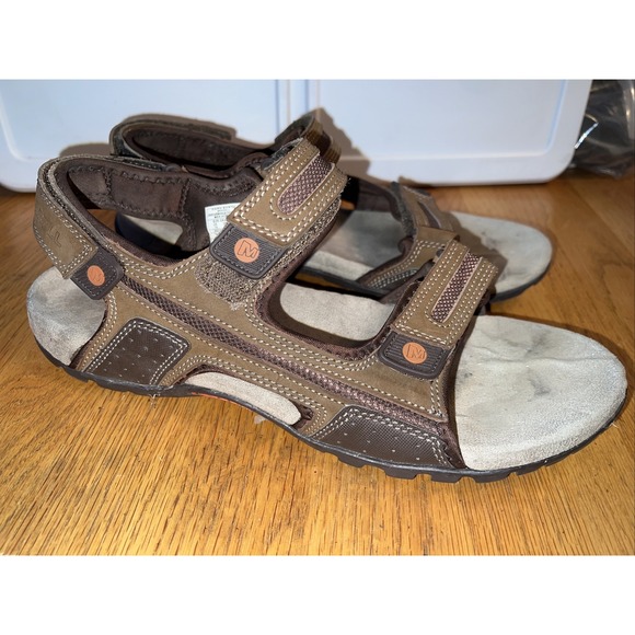 Merrell Other - MERRELL Men's Dark Earth Sandspur Oak Sport Leather Comfort Sandals Size 14